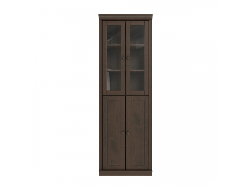 Estante Biblioteca 220 cm com duas portas de madeira e duas portas de vidro na cor nibs | Coleção Biblioteca